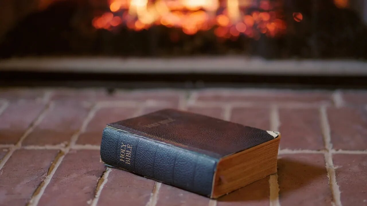 HOLY BIBLE by the FIREPLACE Ambience SOFT CRACKLING Sound of Fire RELAXING