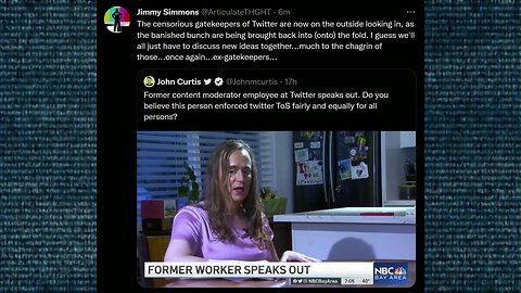 Former Twitter Content Moderator "speaks out", on NBC News (as Elon Musk makes boss moves)