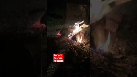 Spent the day outside doing yard work, now enjoying the fire 🔥 and the frogs 🐸