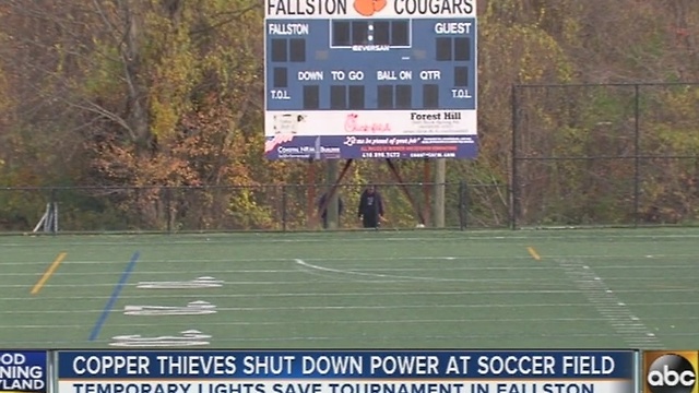 Copper thieves shut down power at Fallston soccer field