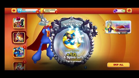 10 x Supertoon Wheel Spins - Jackpot - Looney Tunes World of Mayhem