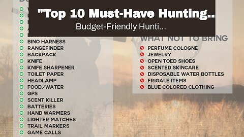 "Top 10 Must-Have Hunting Gear Items for a Successful Hunt" - Truths