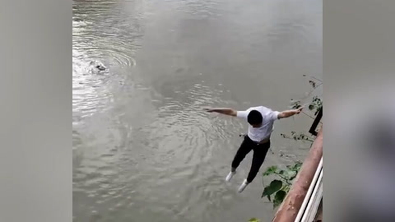 Heroic bystander rescues little girl swept away by fast flowing river