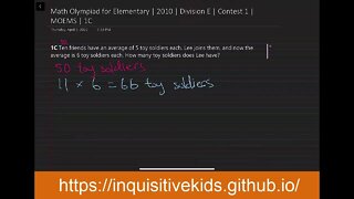 Math Olympiad for Elementary | 2010 | Division E | Contest 1 | MOEMS | 1C