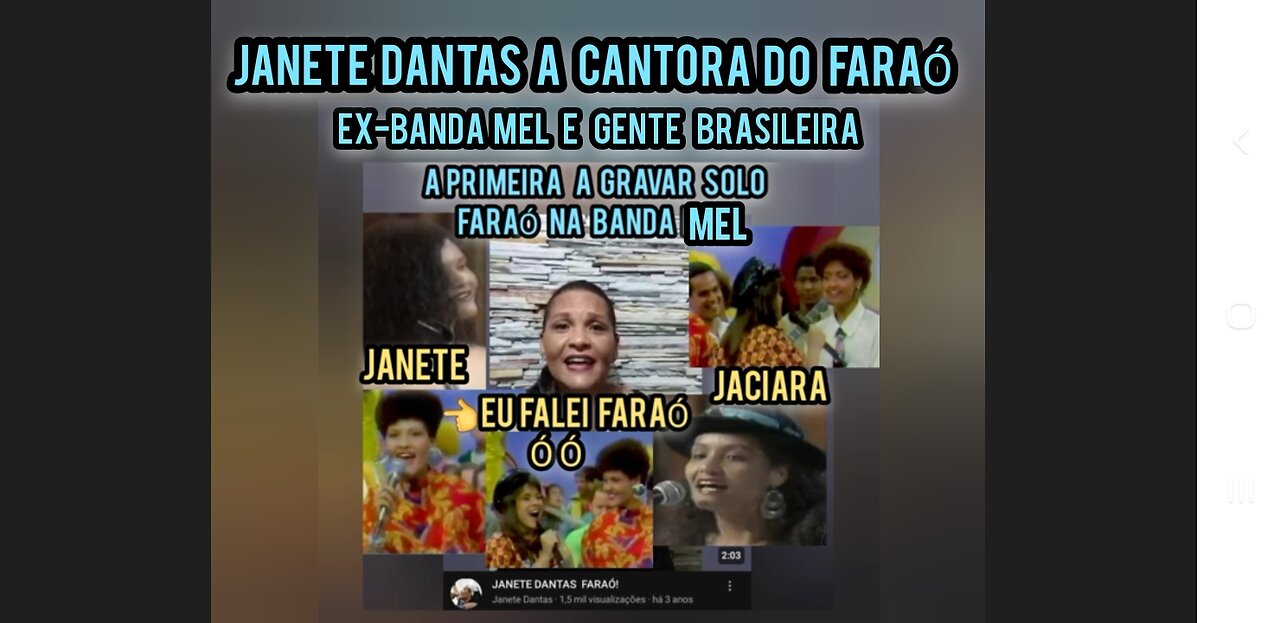 JANETE DANTAS A CANTORA DO FARAÓ EX-BANDA MEL E GENTE BRASILEIRA A PRIMEIRA A GRAVAR SOLO