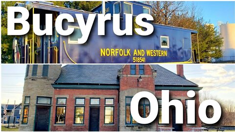 Bucyrus Ohio, Depot, CSX rock train, and a beautiful N&W Caboose