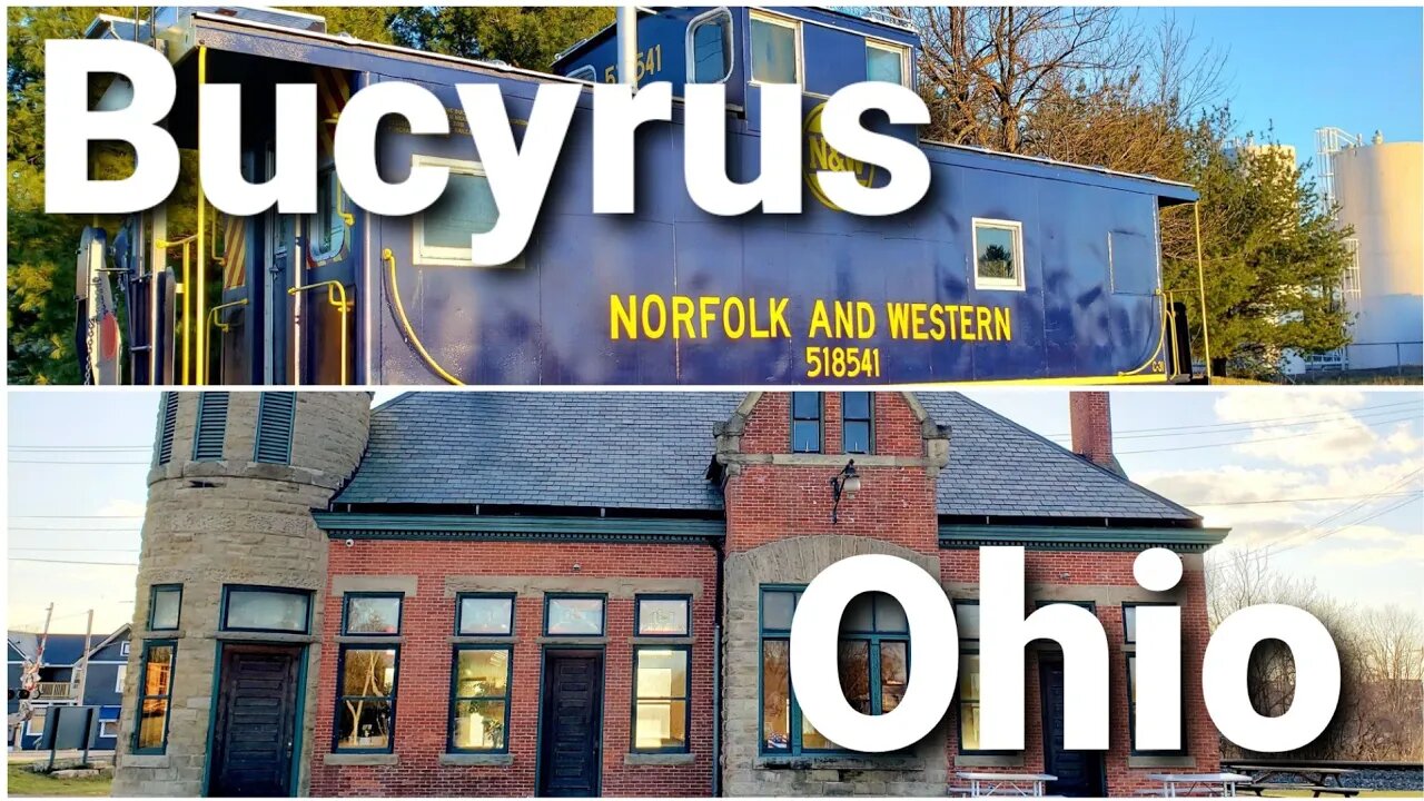 Bucyrus Ohio, Depot, CSX rock train, and a beautiful N&W Caboose