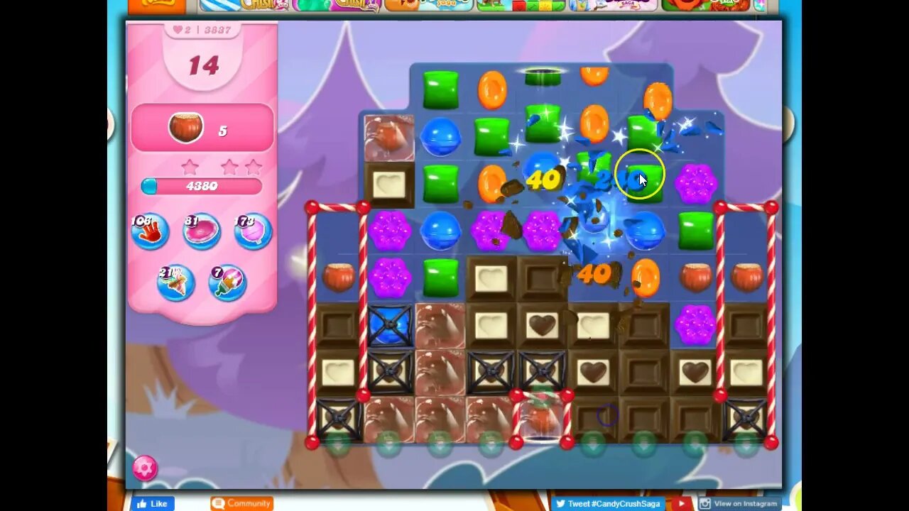 Candy Crush Level 3837 Talkthrough, 19 Moves 0 Boosters