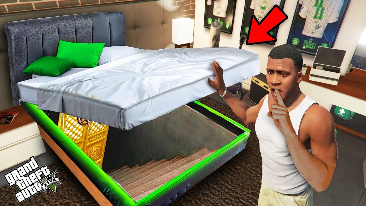 GTA 5 : I Found The Most Secret Underground Base Under Franklin's Bed