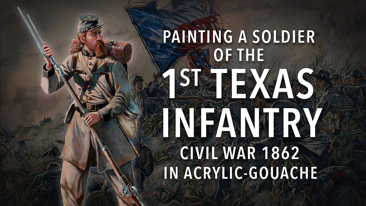 Artist paints a soldier figure uniform study of a soldier of the 1st Texas Infantry Regiment.