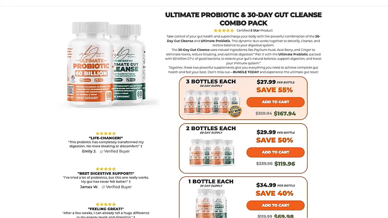 Ultimate probiotic & gut cleanse combo supporting team humanity