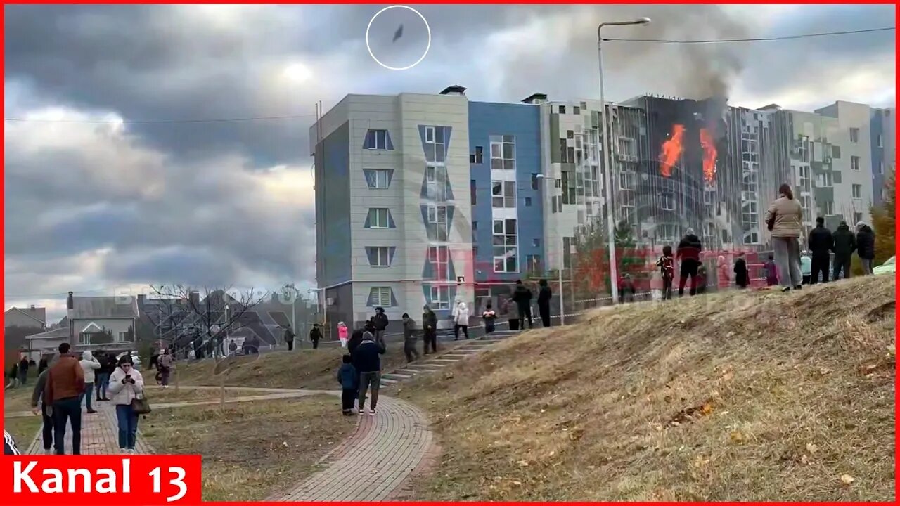 The moment Ukrainian drone strikes Russia’s Belgorod region –Strong blast in residential building