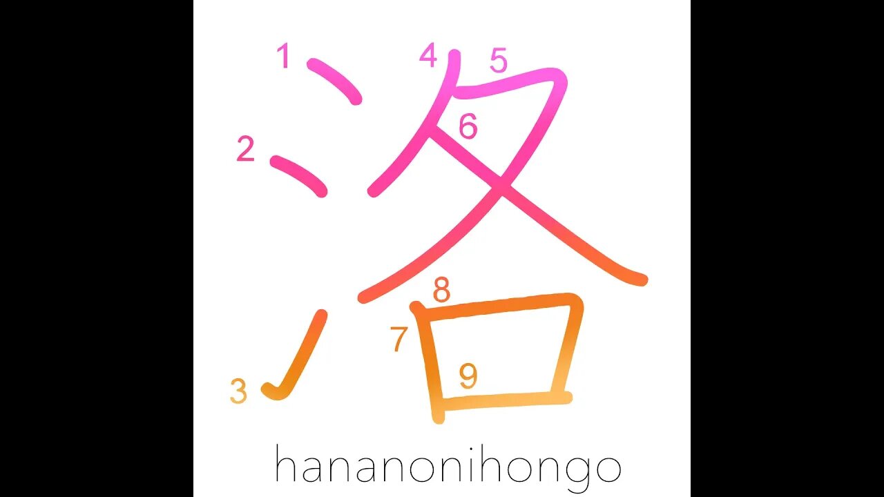 洛 - Kyoto/the capital - Learn how to write Japanese Kanji 洛 - hananonihongo.com