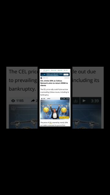 CEL Climbs 50% as Celsius Network Aims to Return $50M to Clients #cryptoshortsalerts #viral #crypto