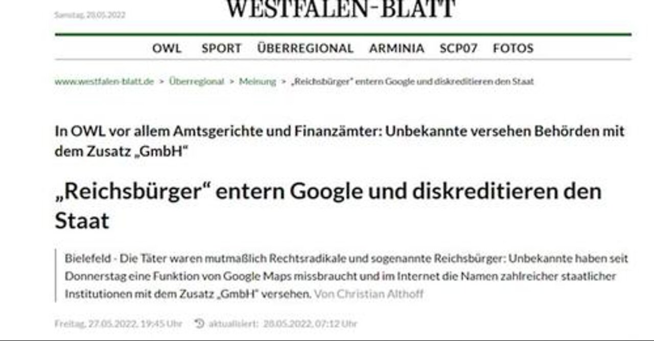 Sondermeldung V-Leute tätigen Reichsbürger-Anschlag auf Google gegen BRD-Verwaltung