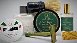 Taylor of old Bond Street FIRST TRY (TOBS Royal Forest), Henson AL13 Mild, Proraso White Pre & Balm.