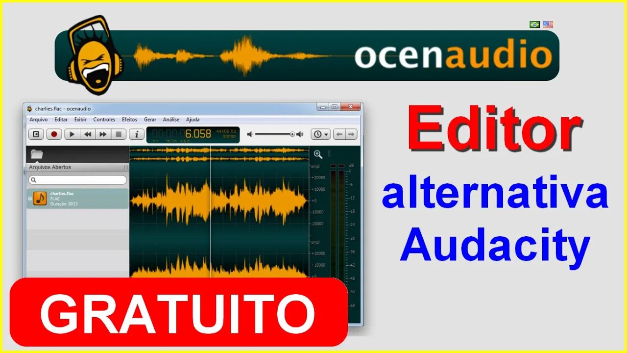 2- Ocenaudio Editor de Áudio GRATUITO. Alternativa ao Audacity