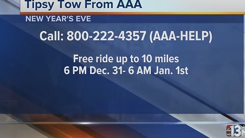 AAA offering free rides home on New Year's Eve