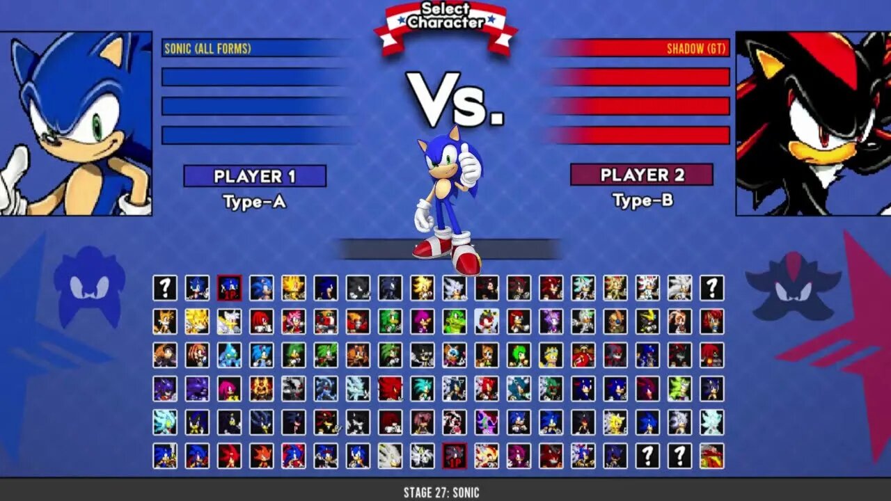 Sonic all forms VS Shadow GT I Sonic Battle MUGEN HD