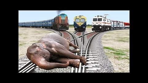 Three Trains vs Elephant🐘 - Stops the train | BeamNG.Drive