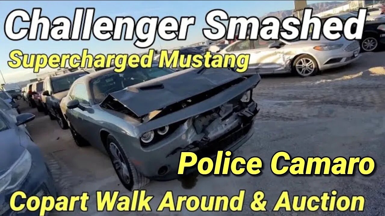 Challenger Gets Destroyed, Mustang Supercharged, Copart Walk Around And Auction, Police Camaro