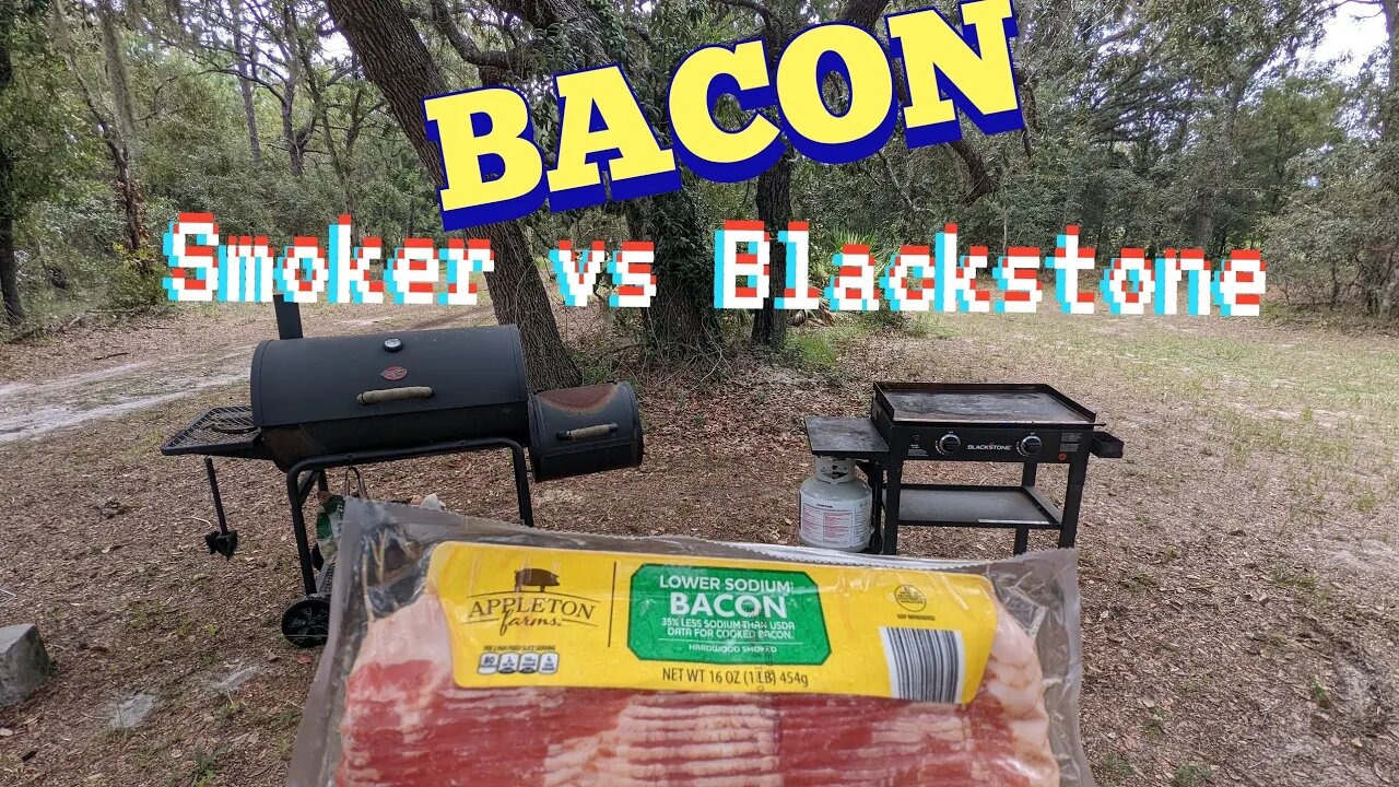 Bacon in Smoker vs Blackstone #chargriller #blackstone #bacon