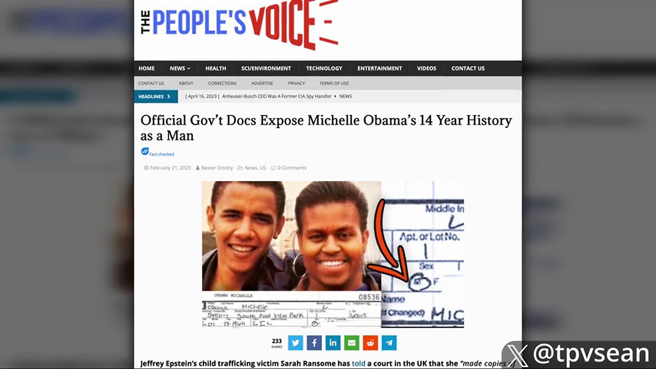 DemocRAT insider warns "If Michelle Obama runs for President sHE will be exposed as a TRANNY!" ️‍⚧️