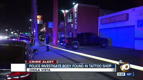 Police investigate body found in Chula Vista tattoo shop