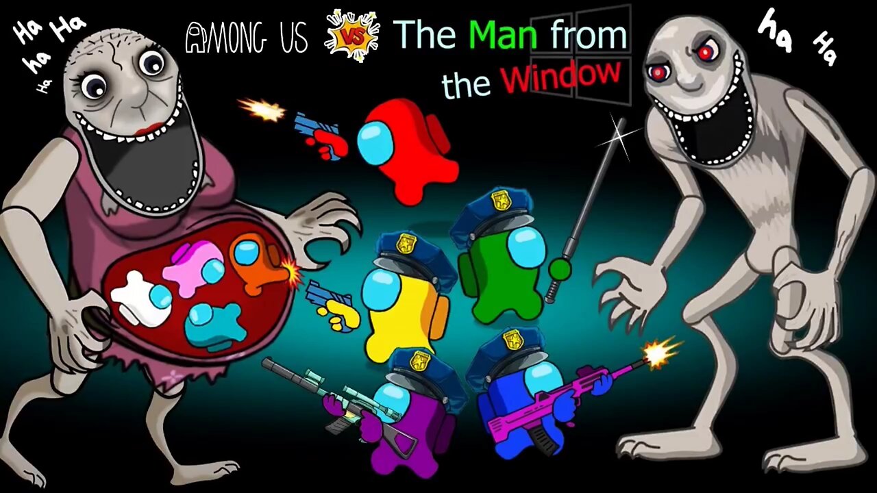 amongbus vs the man from the window #amongus #themanfromthewindow