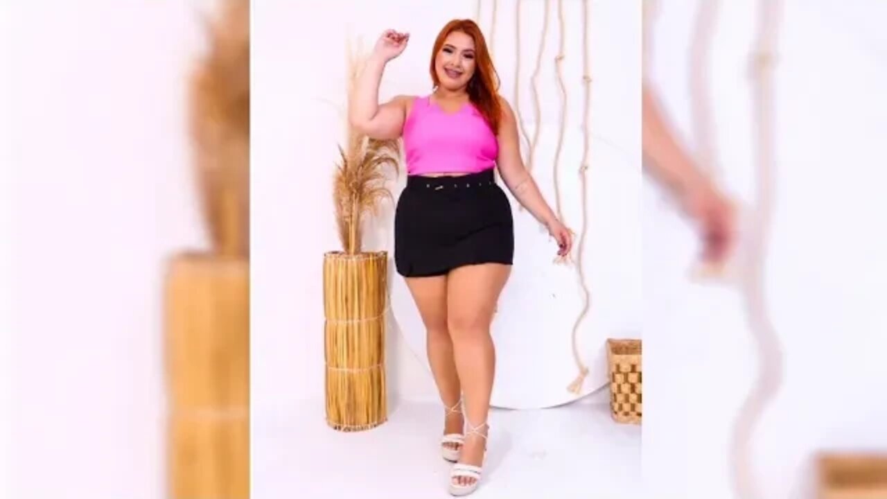 ✔️ SHORT SAÍA COM BABADO NA FRENTE COM CINTO E BOLSO PLUS SIZE