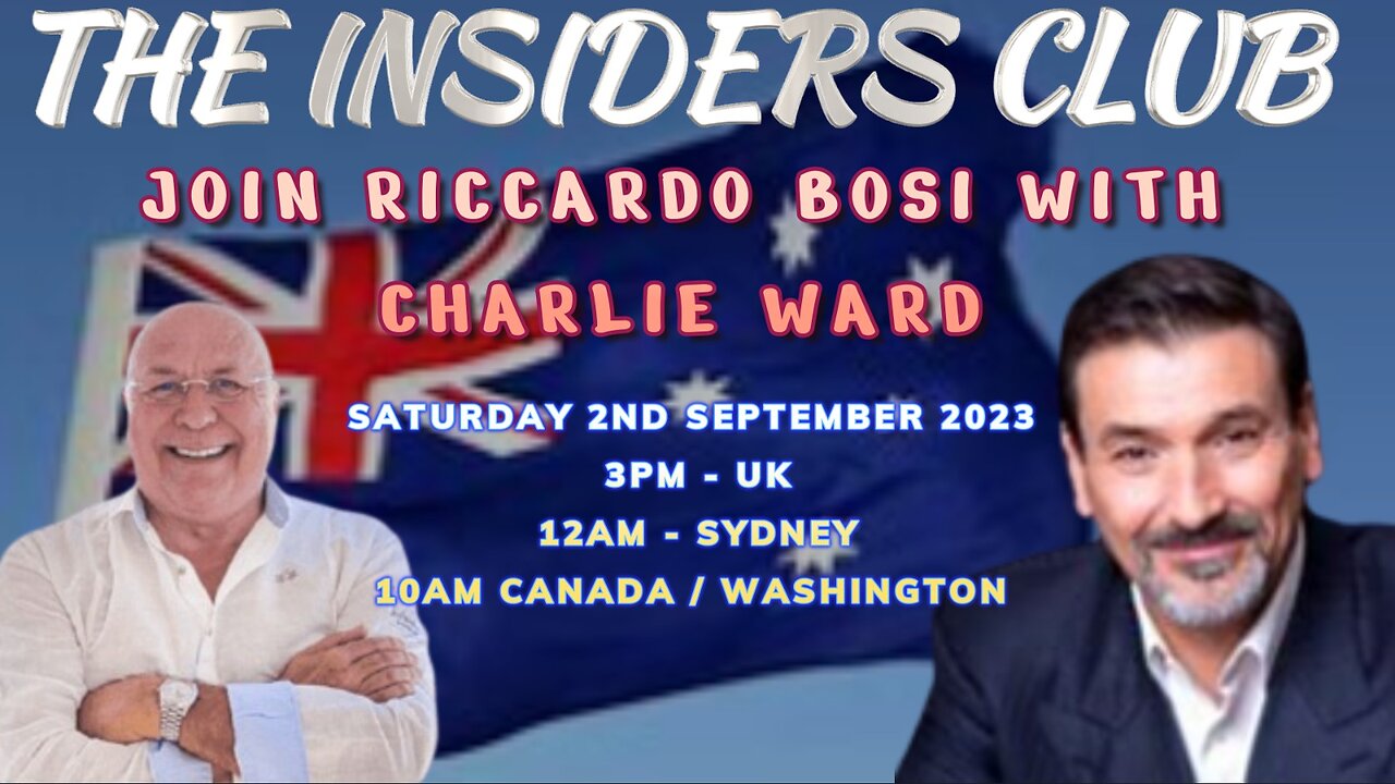 JOIN RICCARDO BOSI WITH CHARLIE WARD ON THE INSIDERS CLUB, SATURDAY 2ND SEPTEMBER 2023