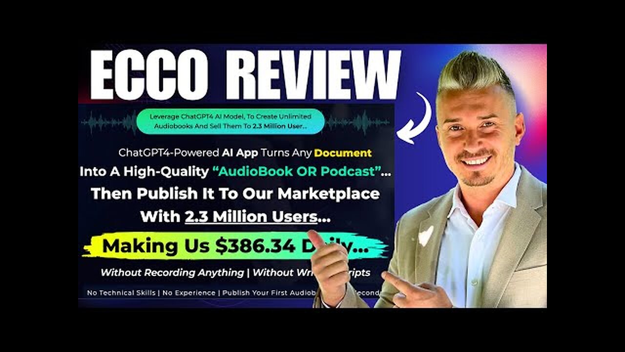 ECCO review + 4 Bonuses Just 60 Seconds to Your First Audiobook! 💰 and Generates $386.34+ Daily.