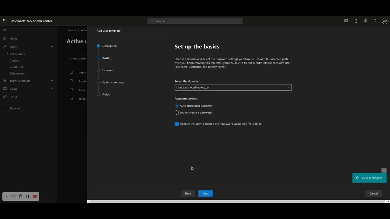 How to add a Microsoft 365 user from a user template in the Microsoft 365 Admin Center