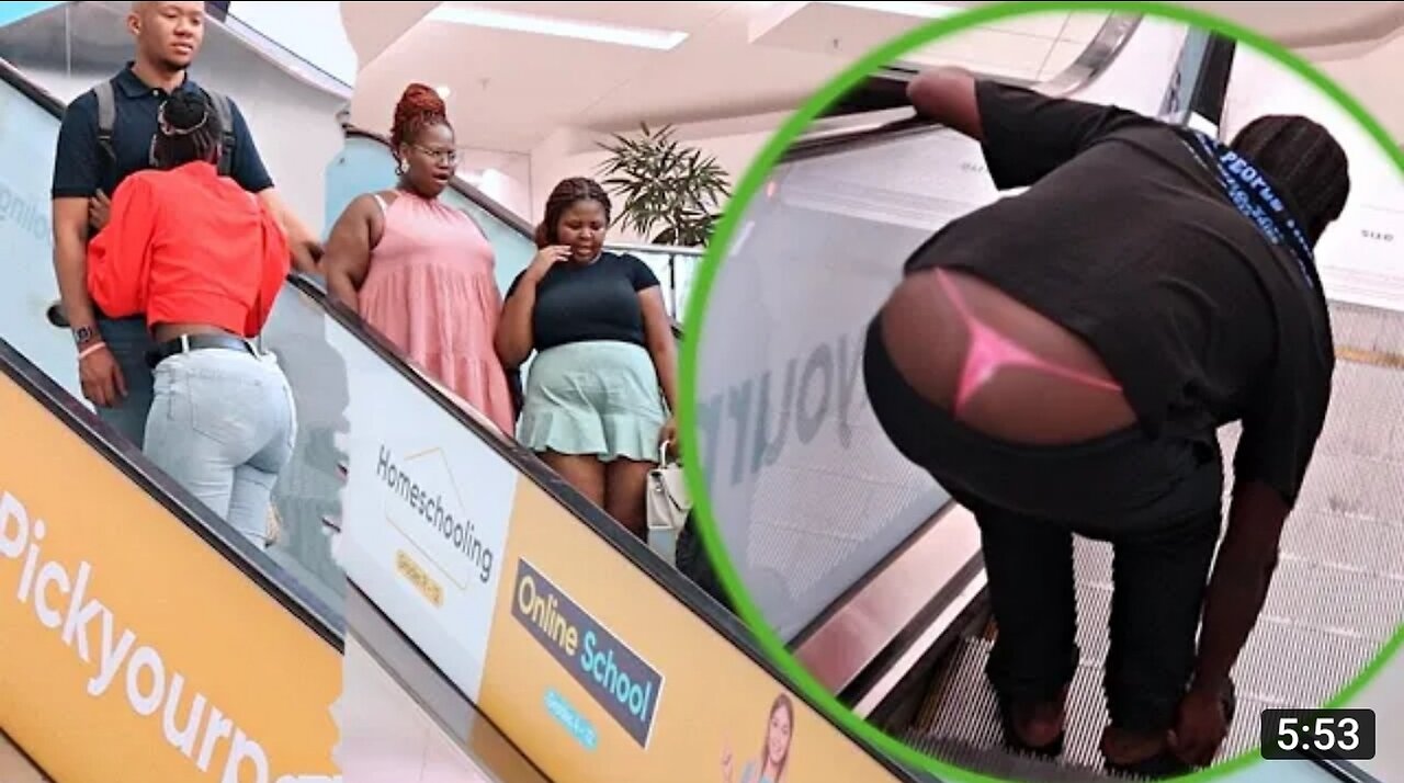 MAN THONG PRANK ON THE ESCALATOR