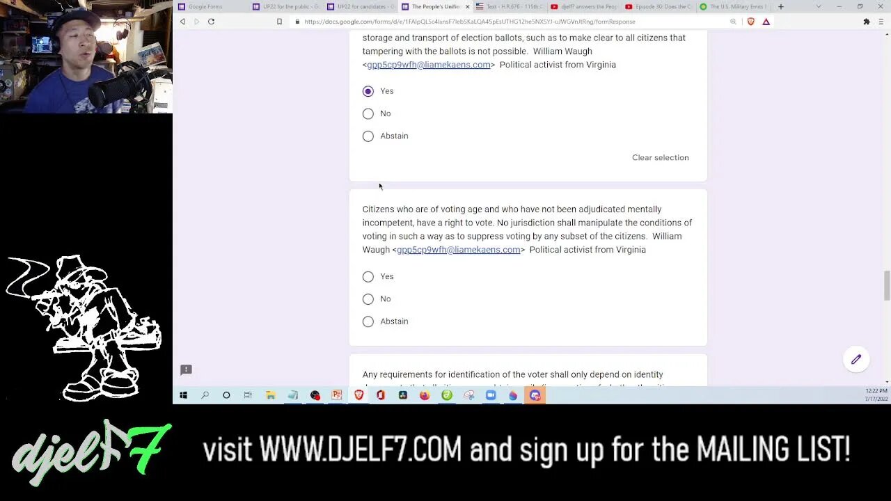 djelf7 answers the People's Unified Platform questions