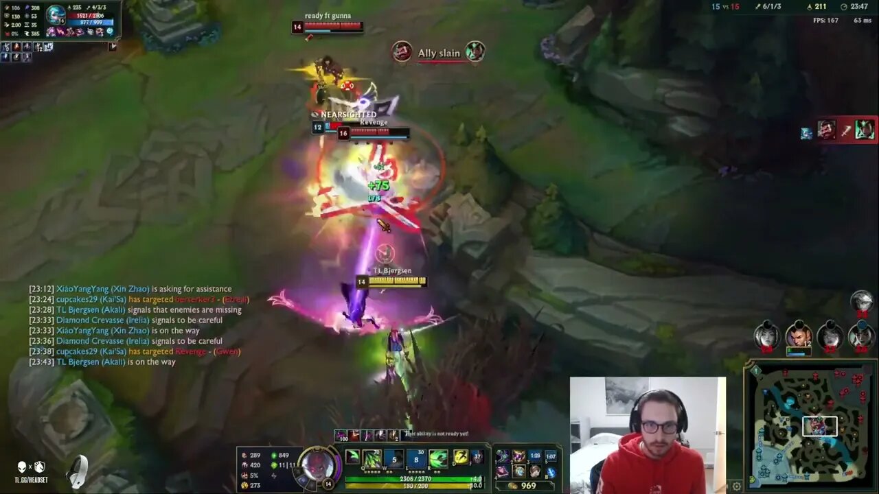 Bjergsen sick akali 1v2