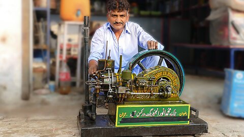 Experience the Startup of a Mini Handmade Ruston Hornsby Inspired Old Diesel Engine Model