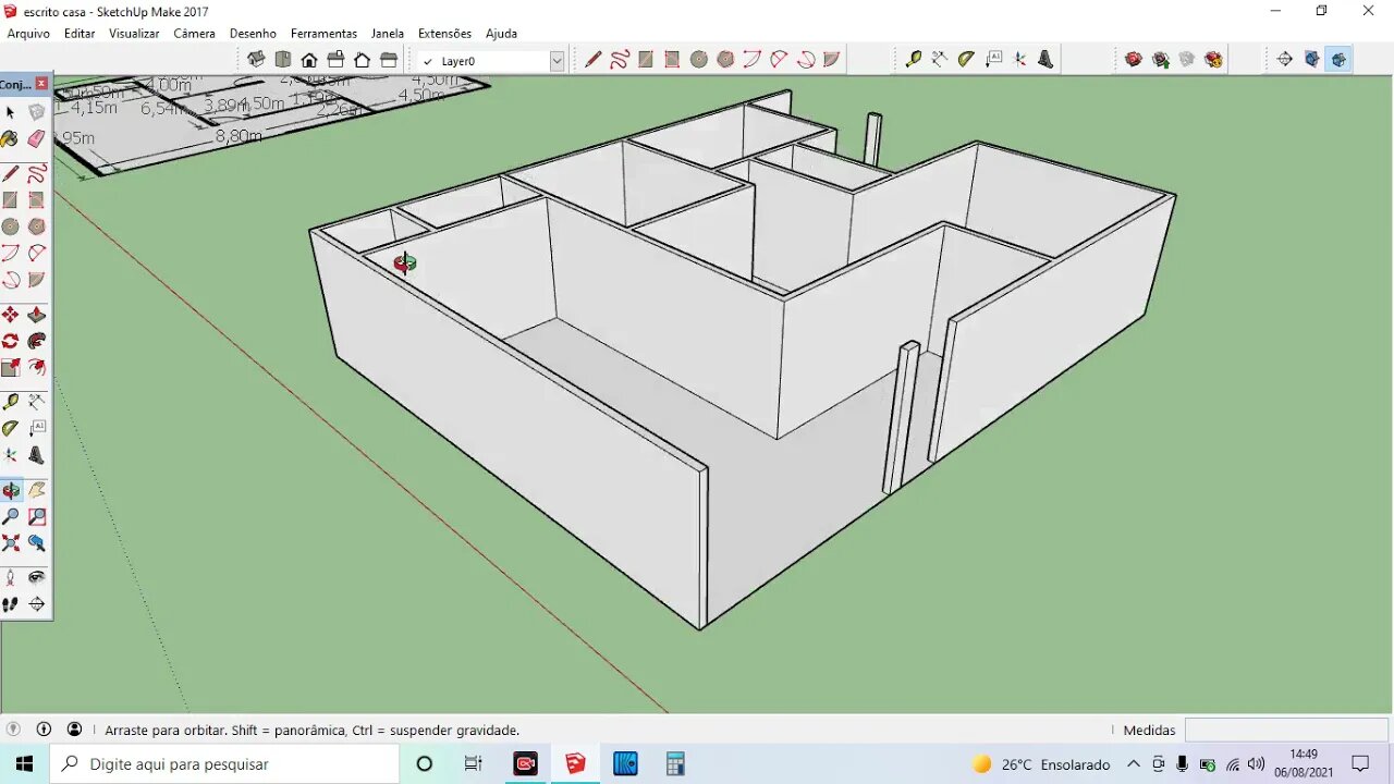 projeto 3d de inscrito casa em 3d sktchup