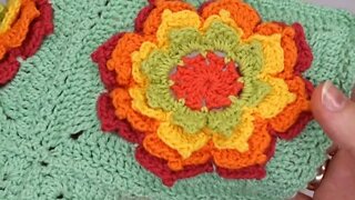 How to crochet and join 3D flower in square simple tutorial by marifu6a