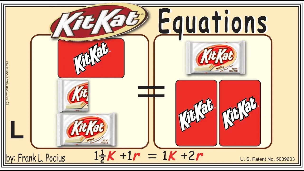 VISUAL KITKAT WHITE 1.5K+1r=1K+2r EQUATION _ SOLVING BASIC EQUATIONS _ SOLVING BASIC WORD PROBLEMS