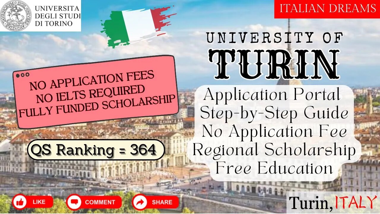 University of Turin | Torino | Apply Now | Without IELTS | No Application Fees #studyabroad #italy