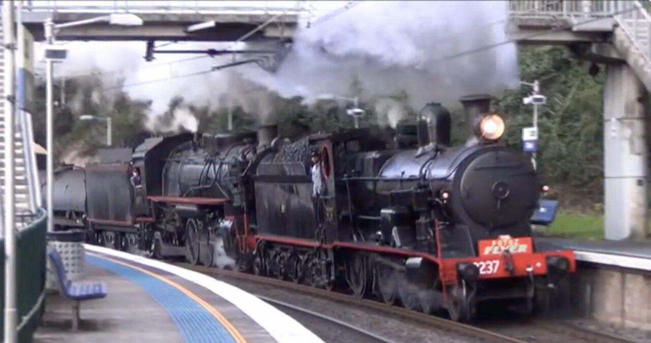 A STEAM TRAIN PASSES OTFORD STATION