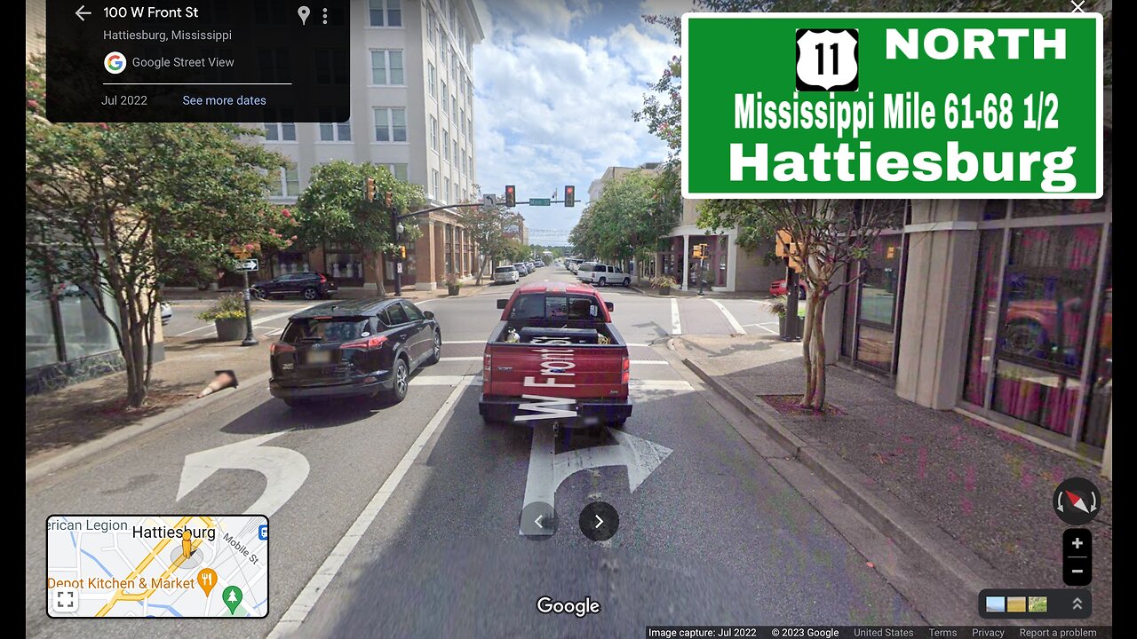 Google Street View Timelapse US-11 N - Mississippi Mile 61-68.5 - Hattiesburg