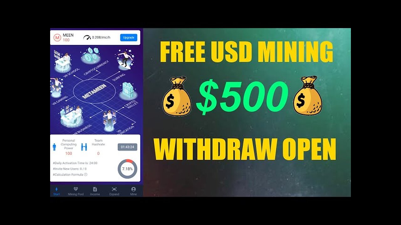 Free USD Mining App 2023 || Meta Meen New Mining App Today || Already Listed