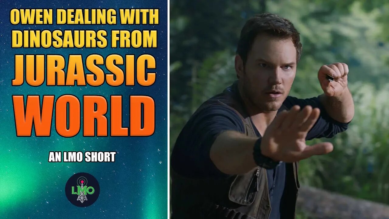 Owen (Chris Pratt) from Jurassic World handles dinosaurs