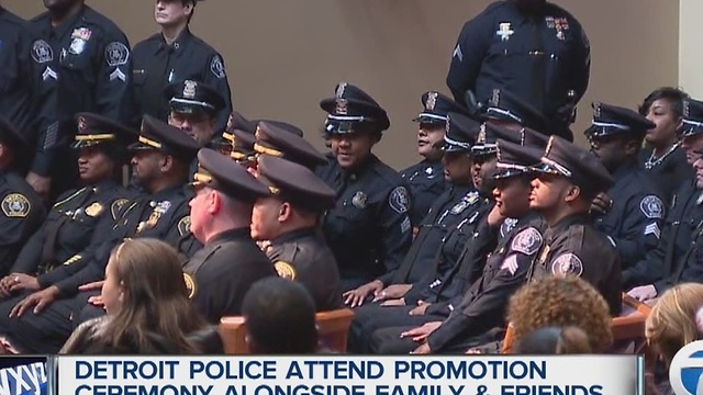 Detroit police attend promotion ceremony with friends & family