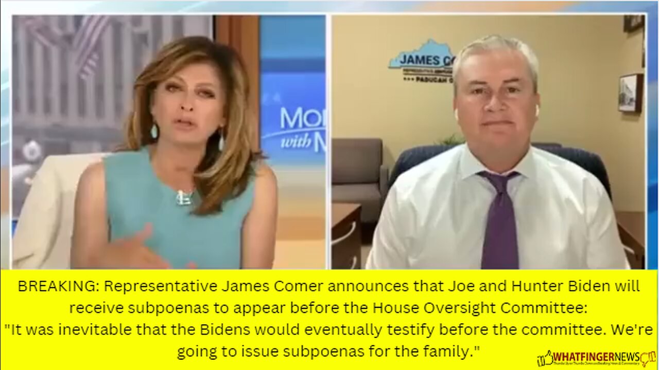 BREAKING: Representative James Comer announces that Joe and Hunter Biden will receive subpoenas