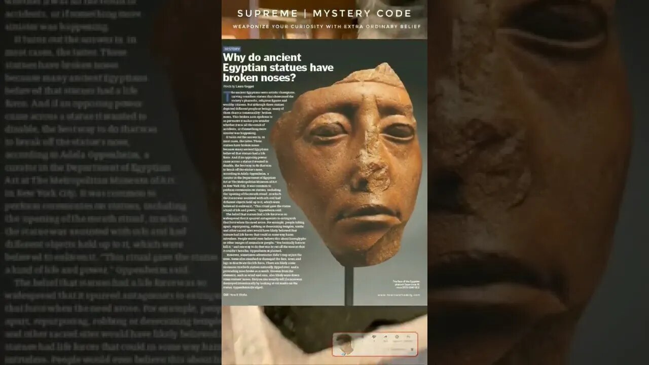 Why do so many Egyptian statues have broken noses?