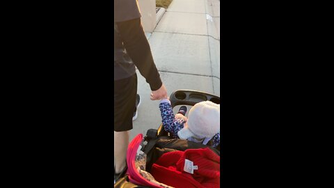 Baby girl won’t let go of her daddy's hand