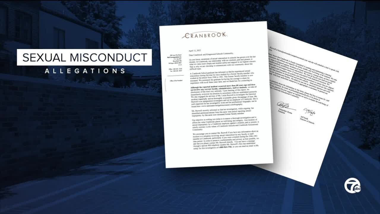 Allegations of sexual misconduct involving Cranbrook teacher surface decades later